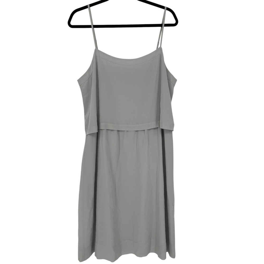 NWT Madewell Womens Silk Camisole Overlay Slip‎ Dress Fog Grey Size 14 Feminine